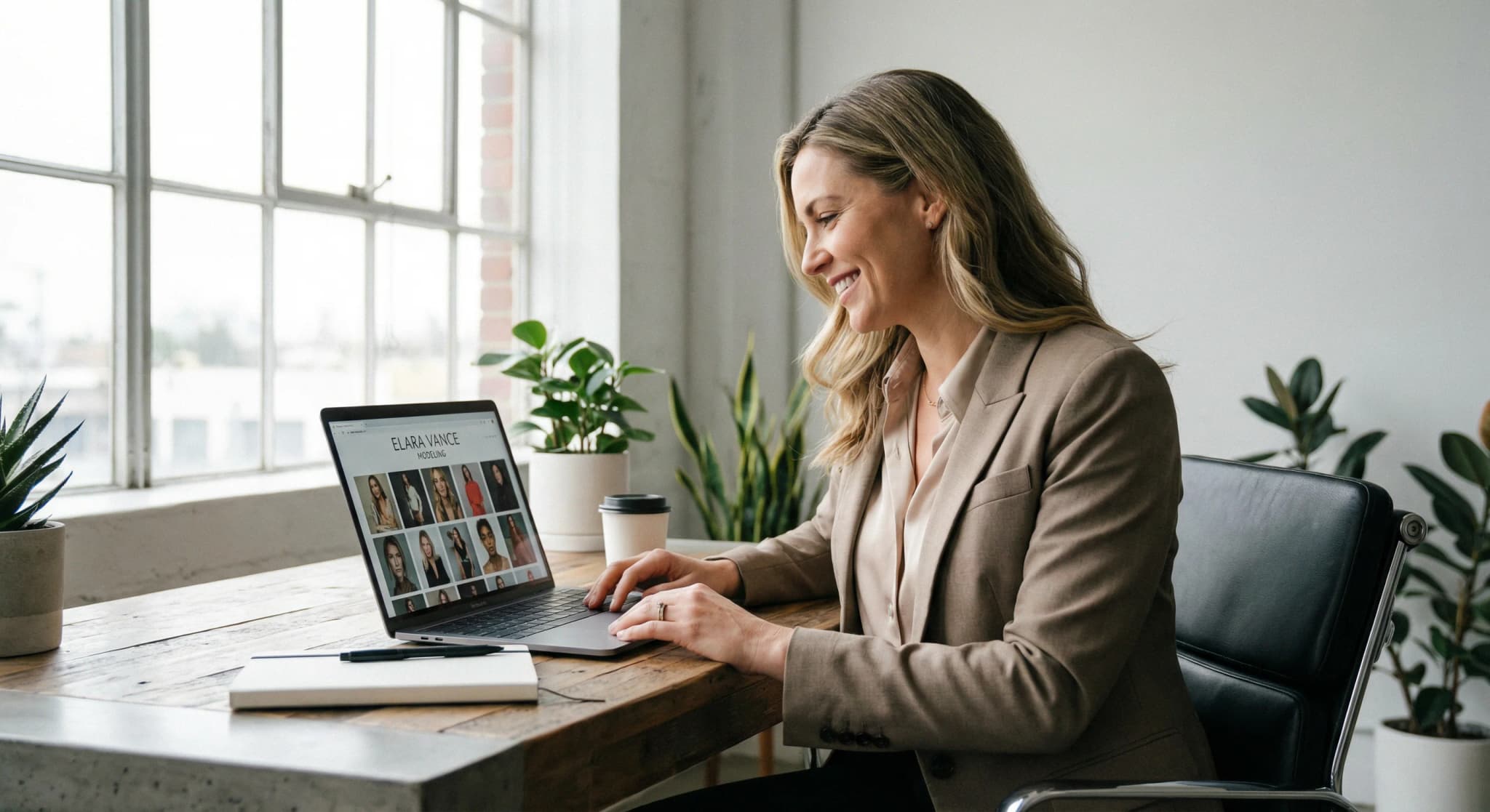 Portfolio web de modelo profesional con galerías de fotos