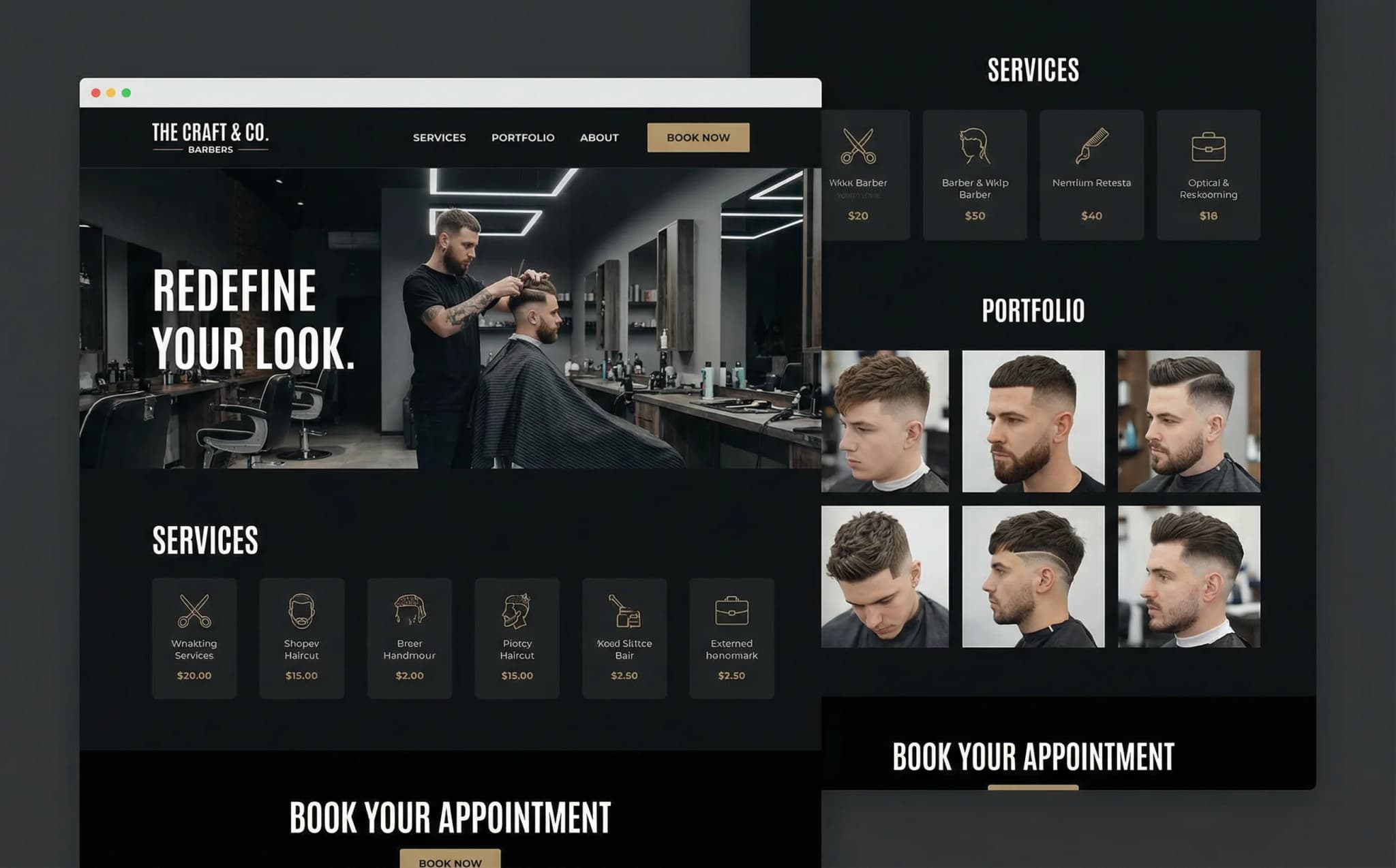 Barberos y peluqueros website on desktop, tablet, and mobile
