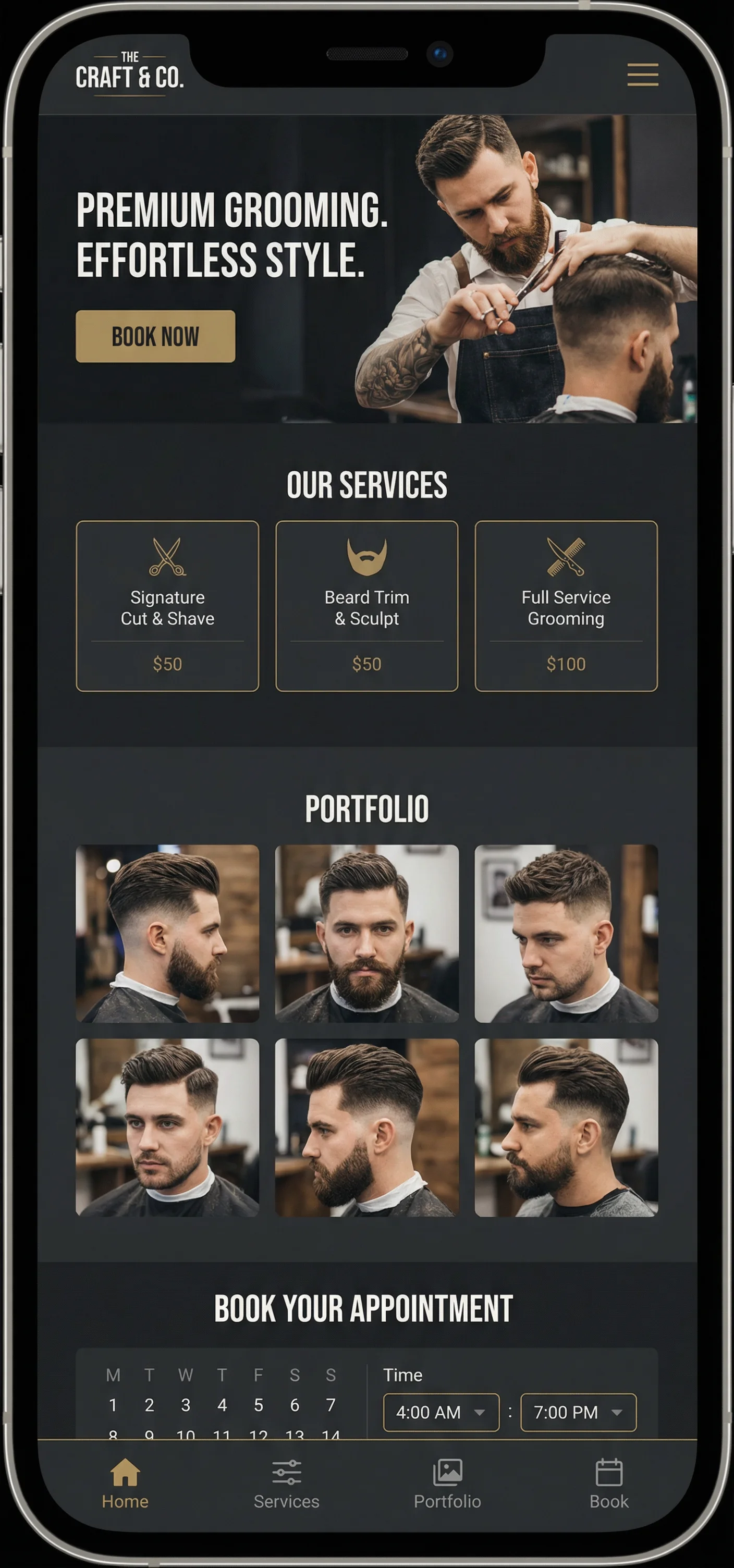 Barberos y peluqueros website on desktop, tablet, and mobile