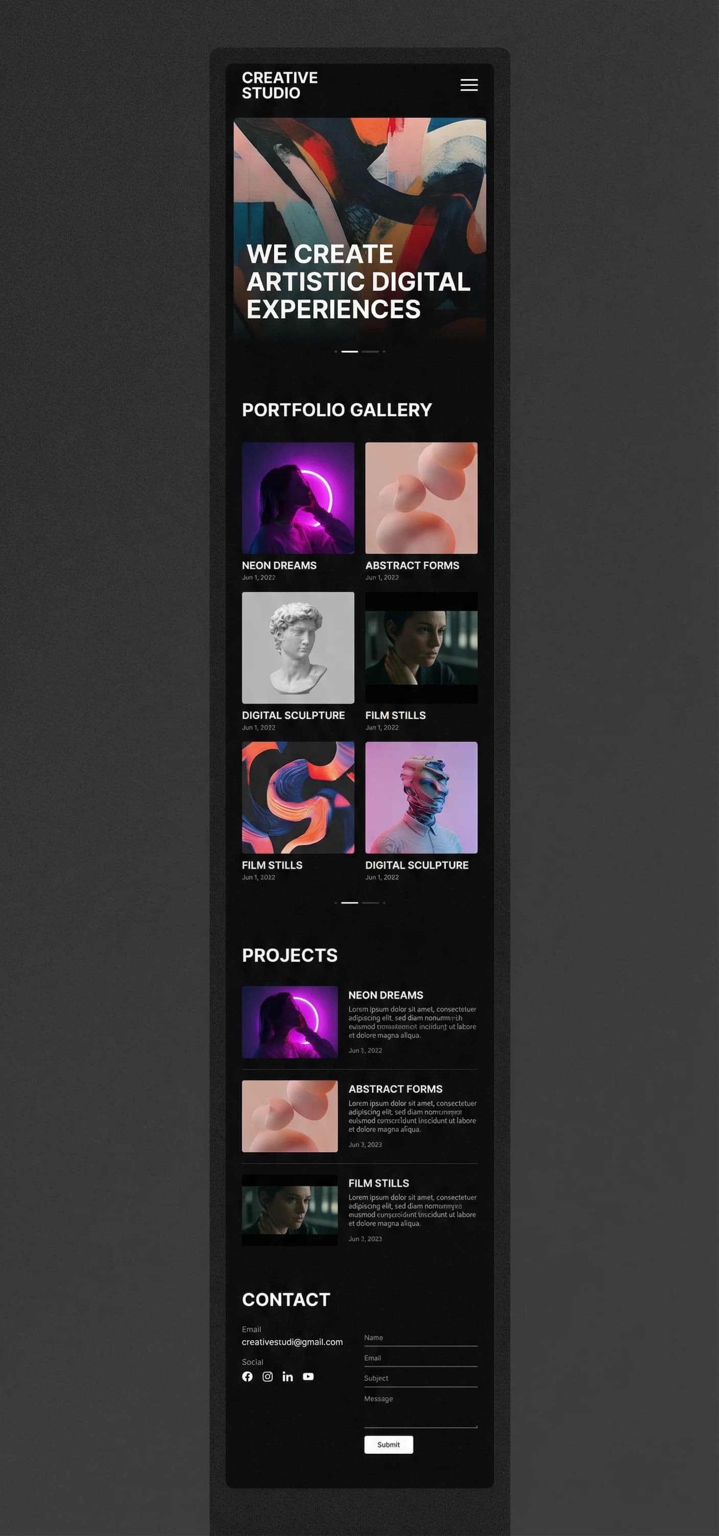 Creativos y artistas - website development showcase 5