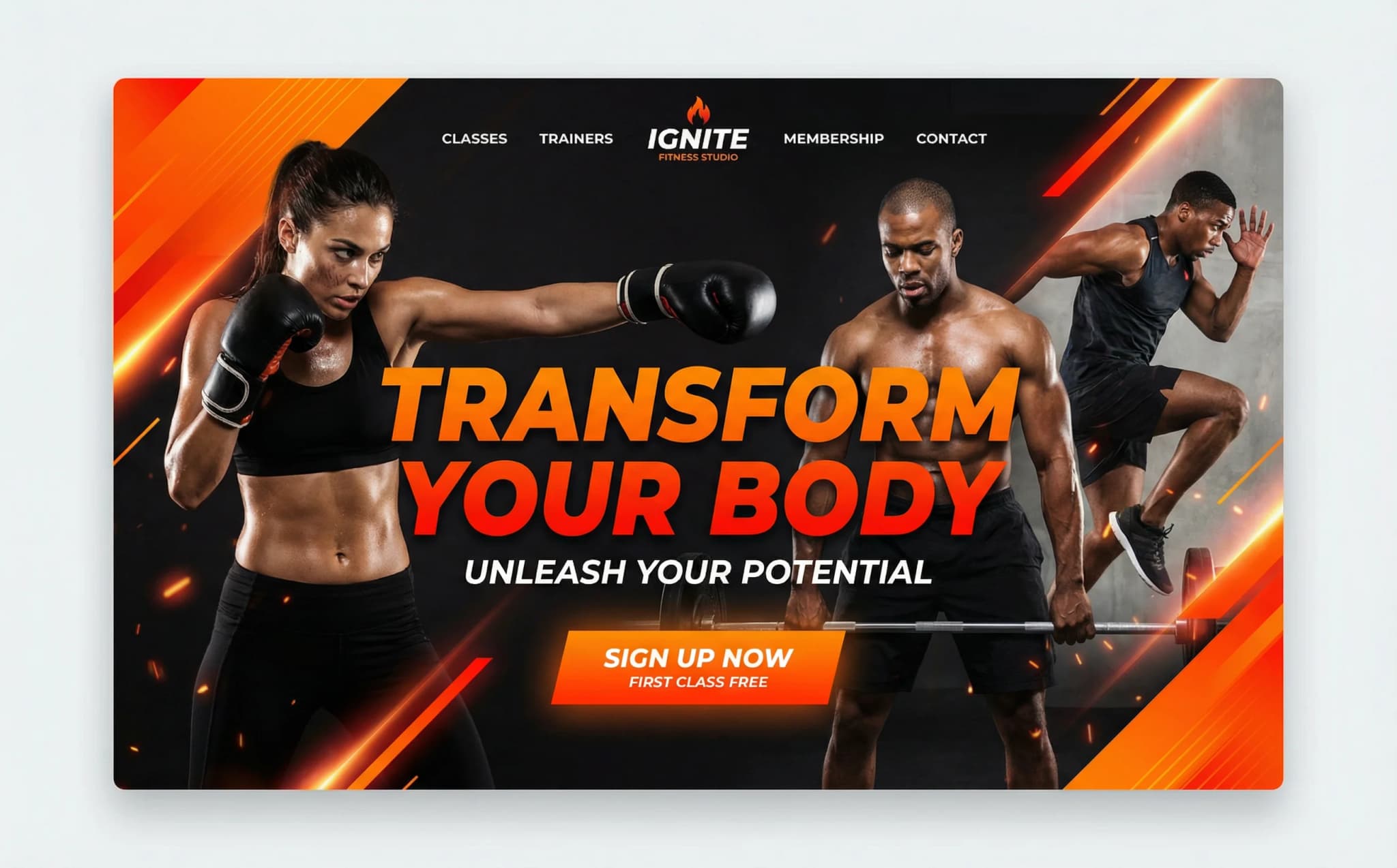 Website design example for Fitness & Studios