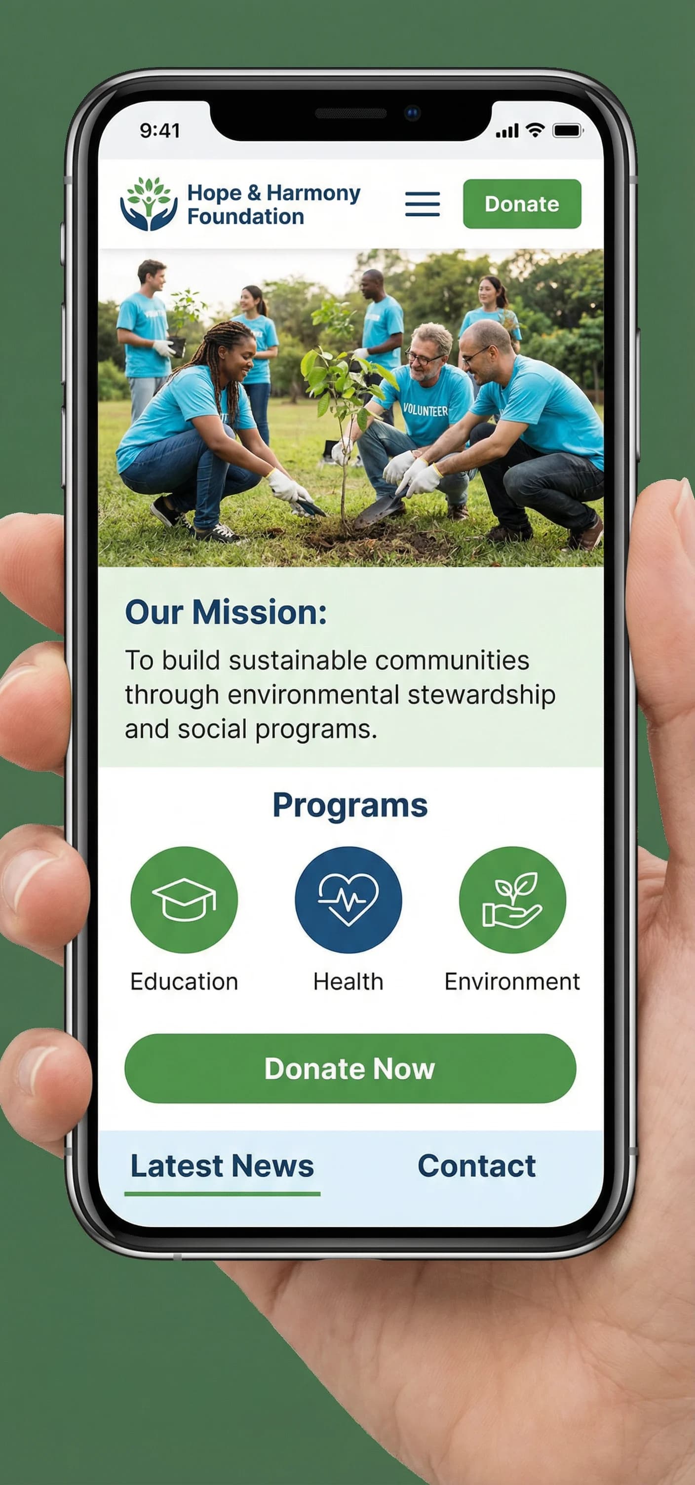 Nonprofits & Causes website on desktop, tablet, and mobile