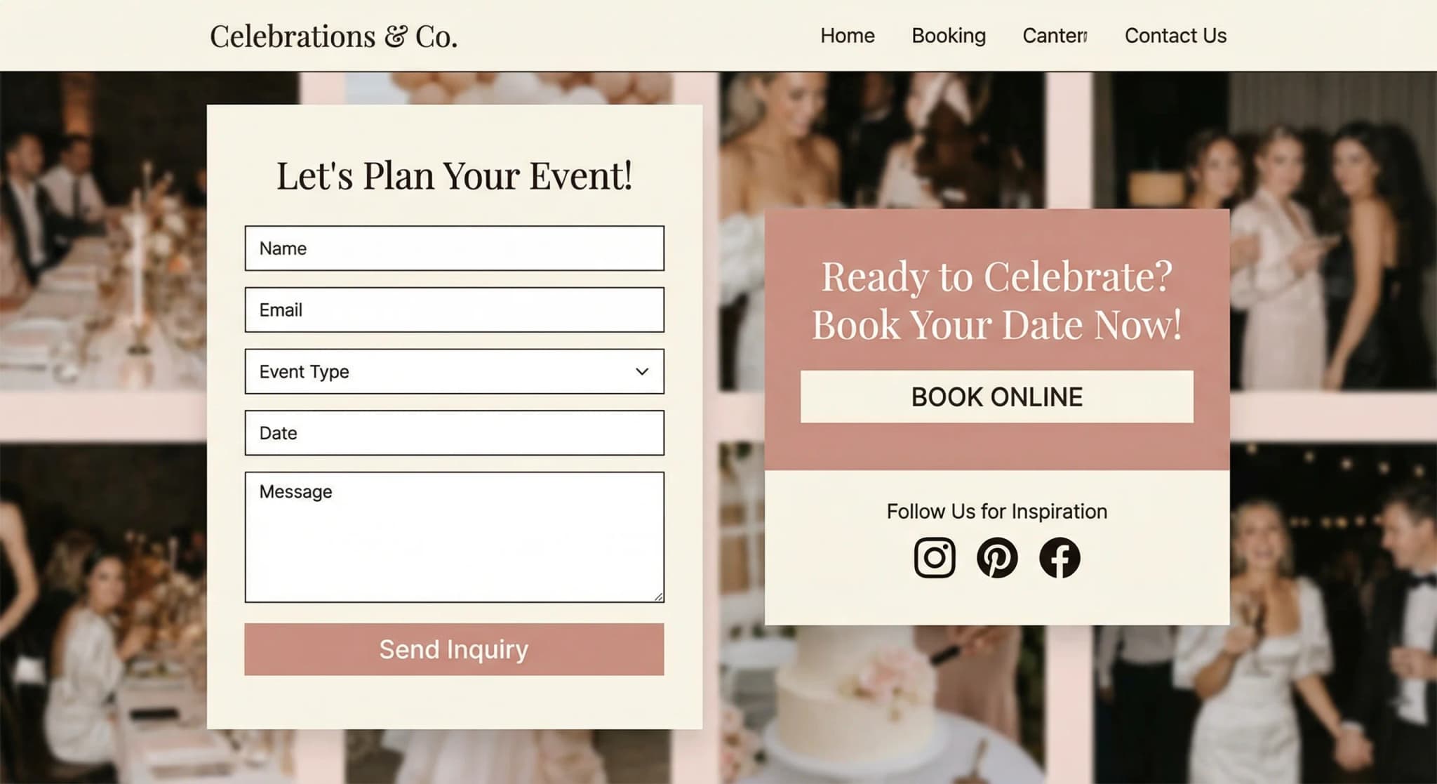 Party Planners - website development showcase 8