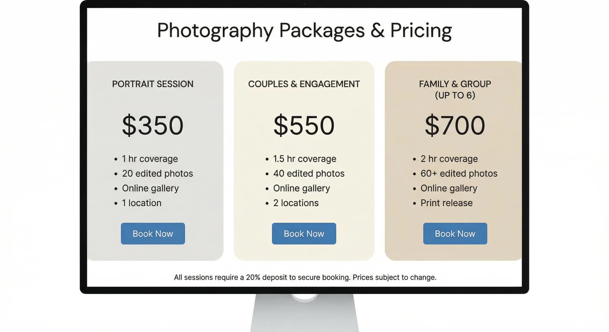 Photographers - website development showcase 6