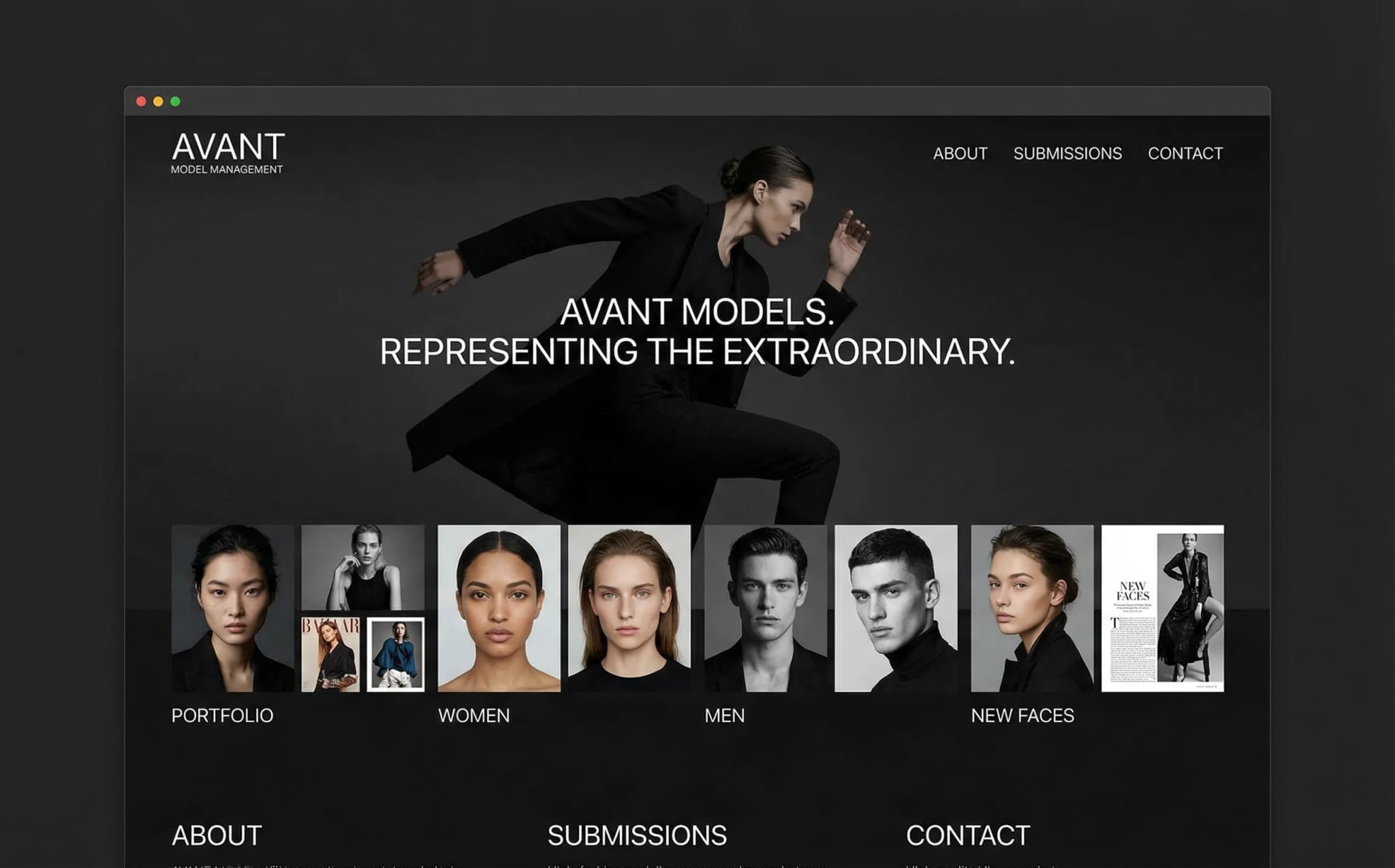 Modelaje profesional website on desktop, tablet, and mobile