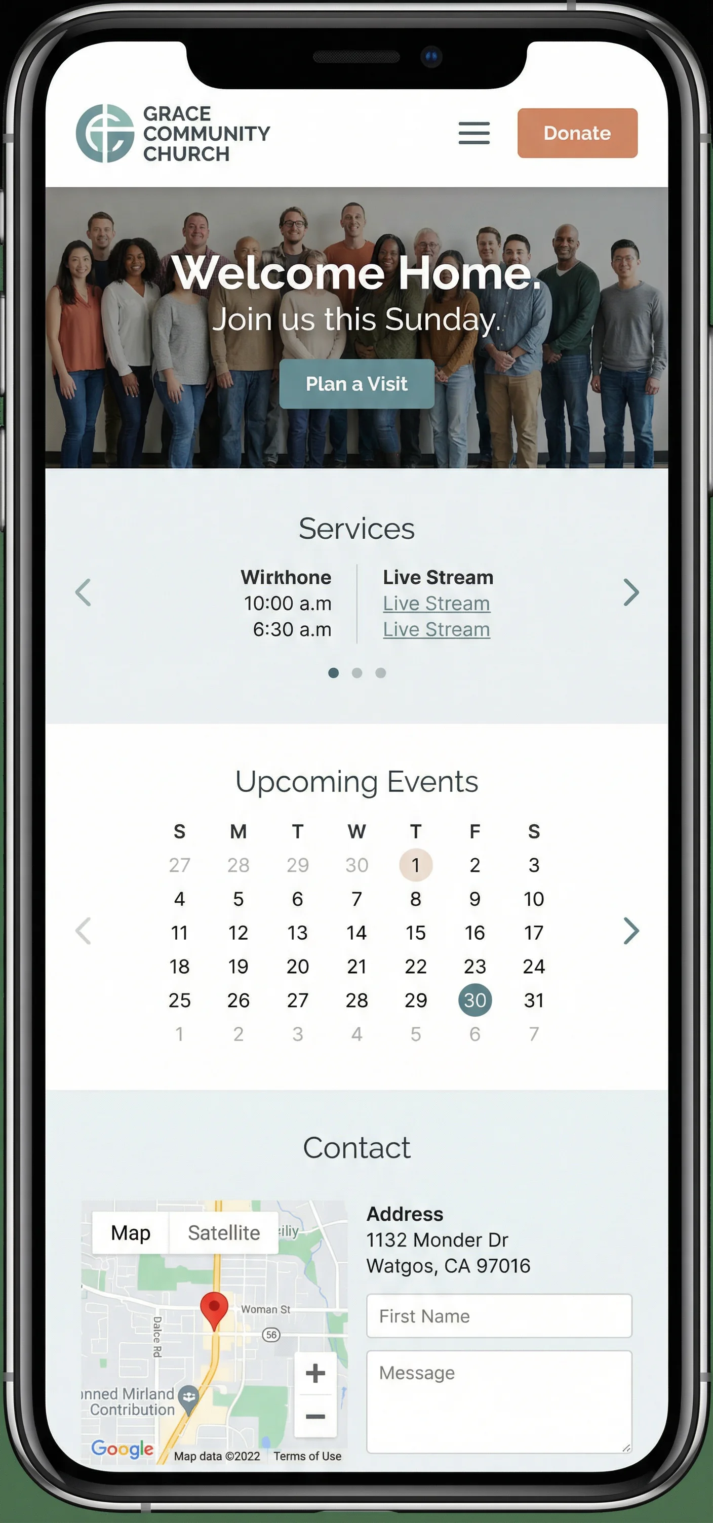 Religious Organizations website on desktop, tablet, and mobile