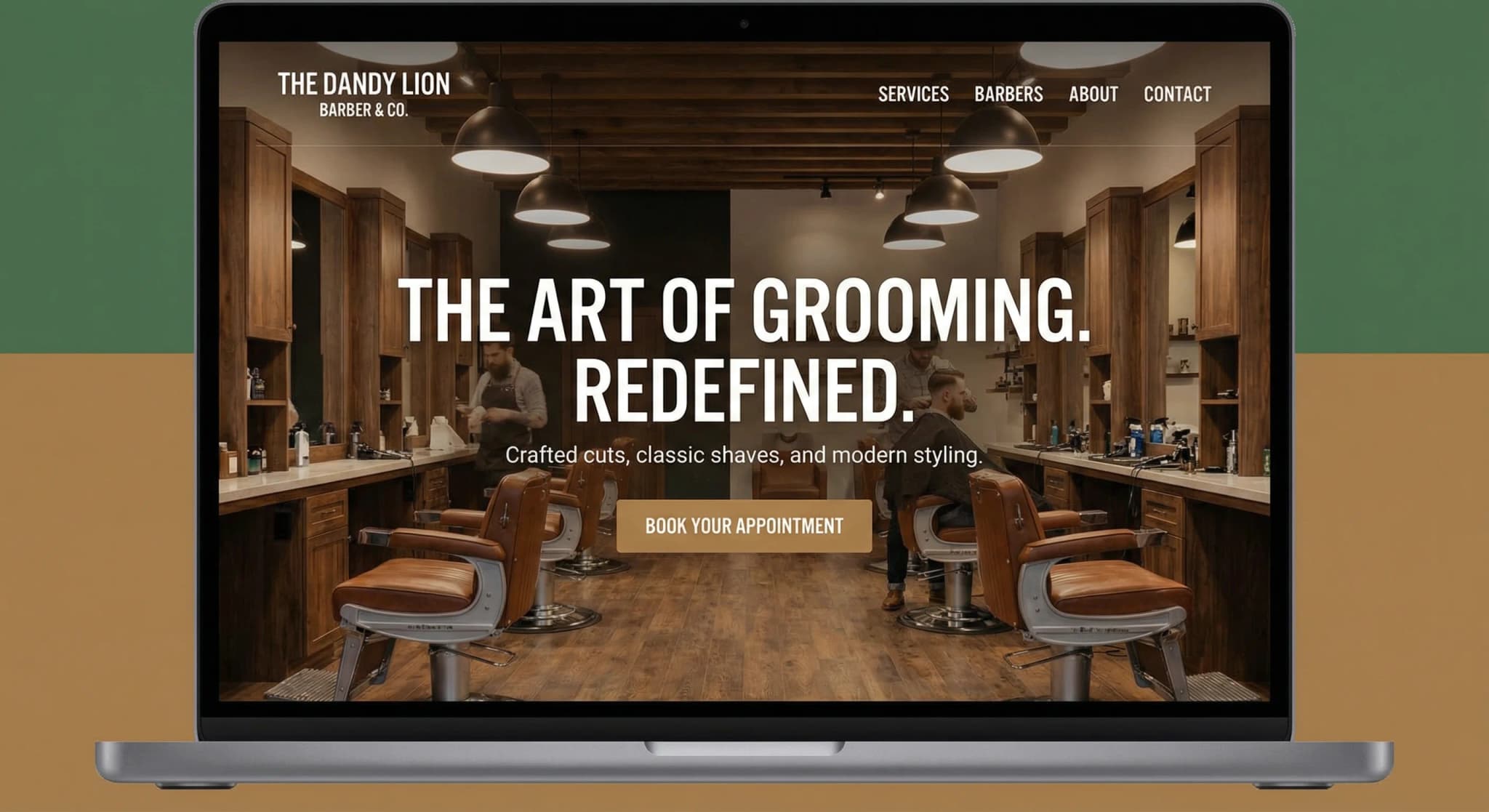 Website design example for Barbers & Hairdressers