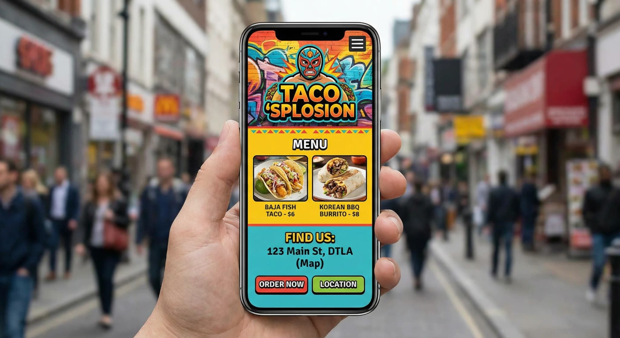Food trucks website on desktop, tablet, and mobile