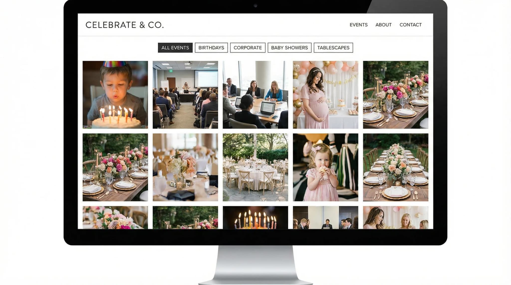 Party Planners - website development showcase 3