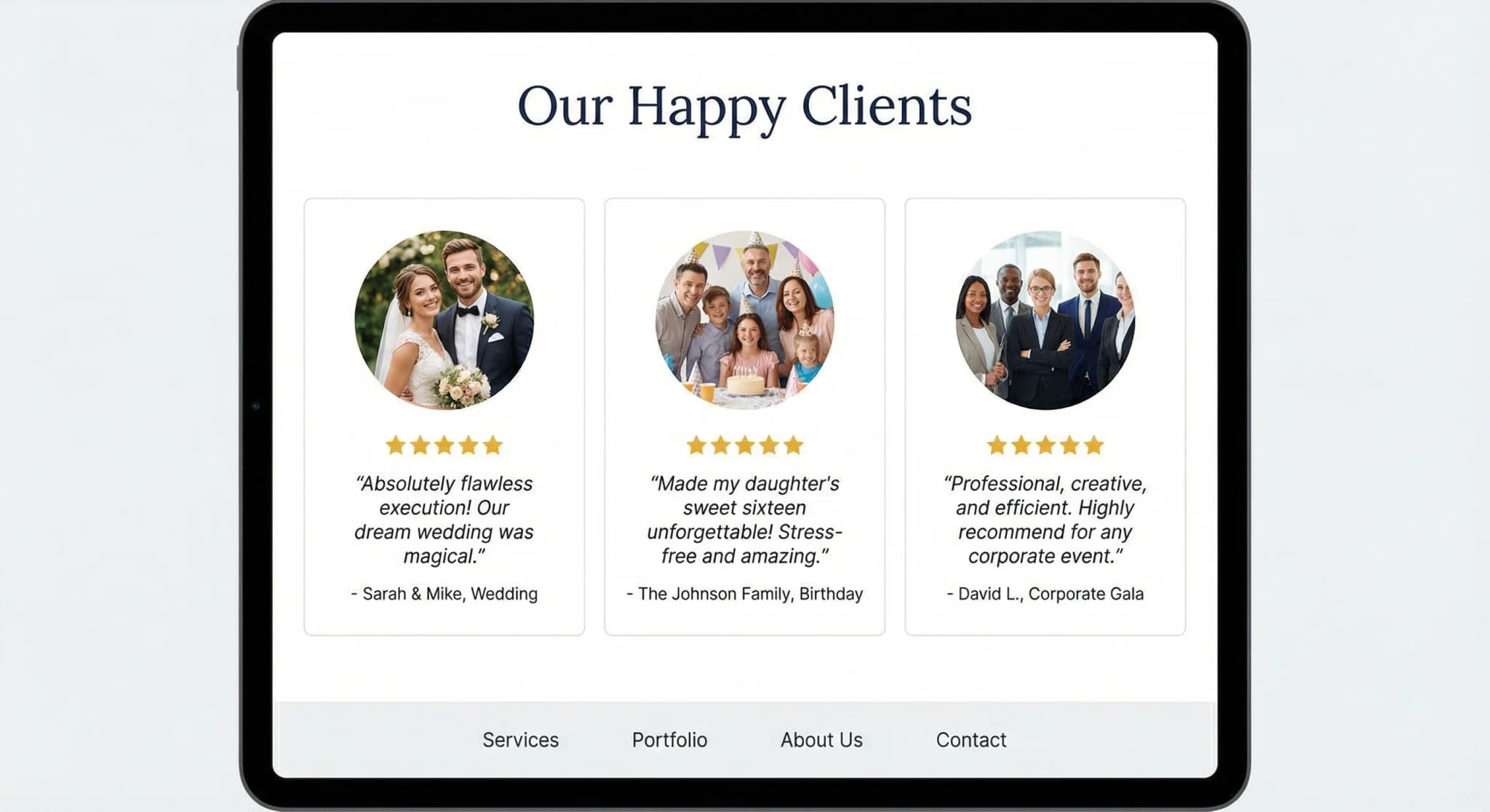 Organizadores de fiestas - website development showcase 4