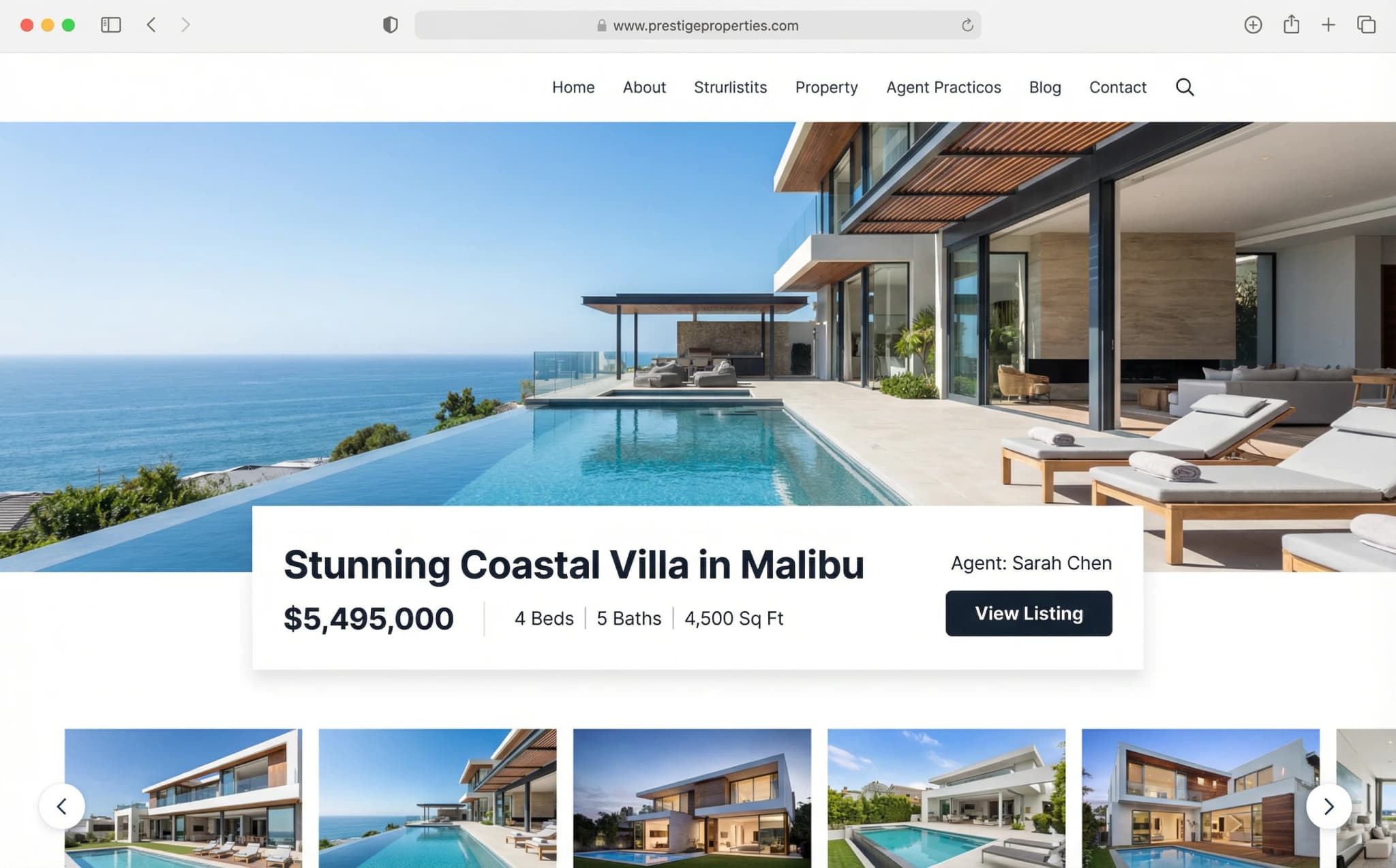 Real Estate website design example