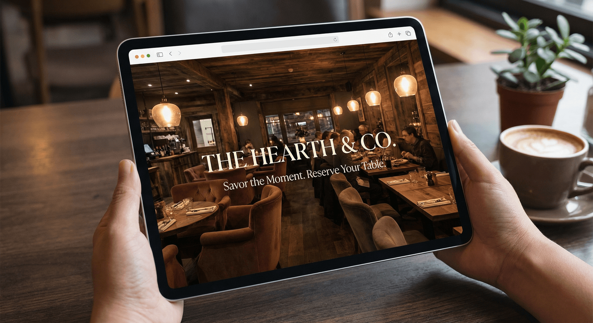 Ambiente de restaurante en diseño web elegante