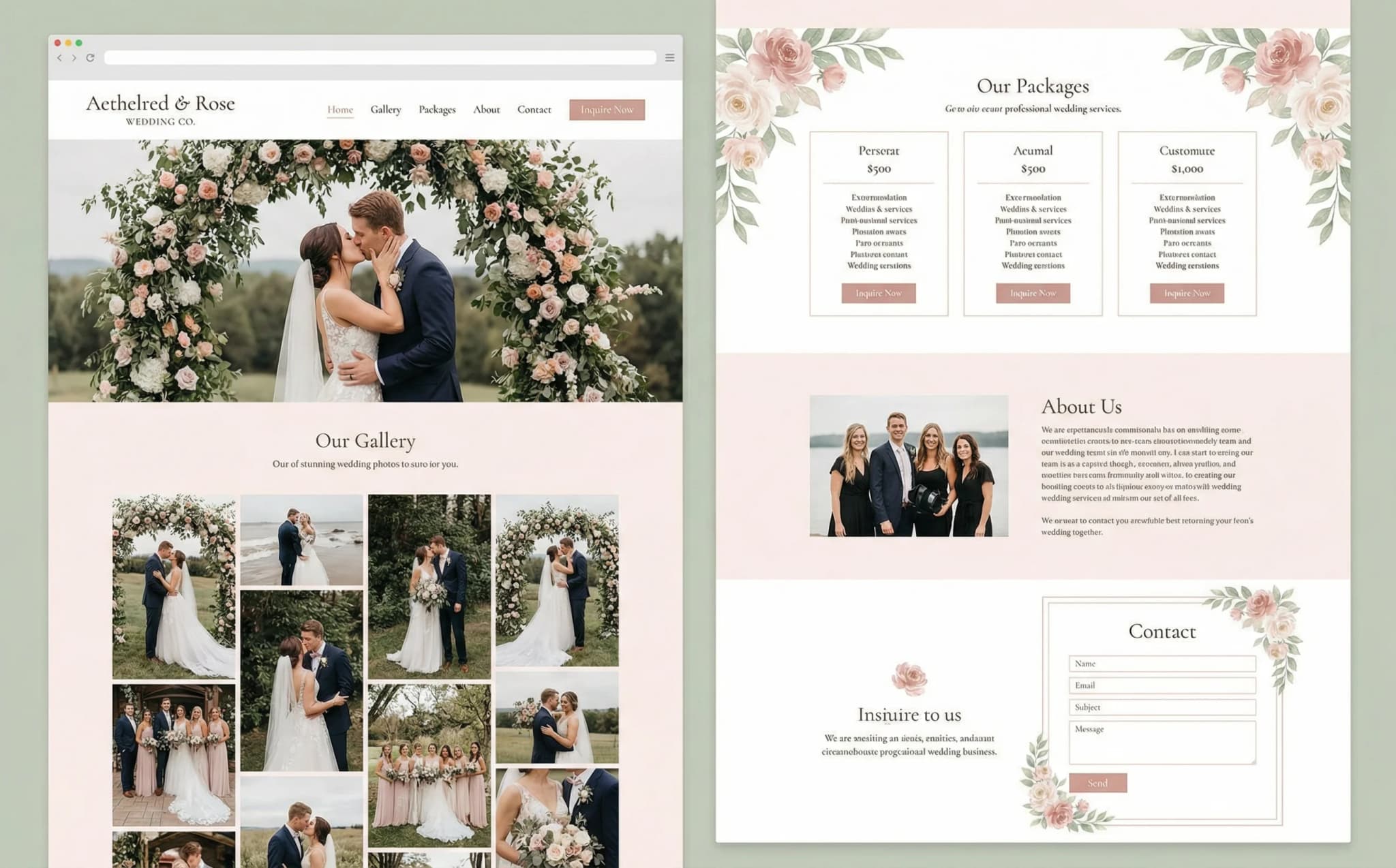 Bodas y eventos website on desktop, tablet, and mobile