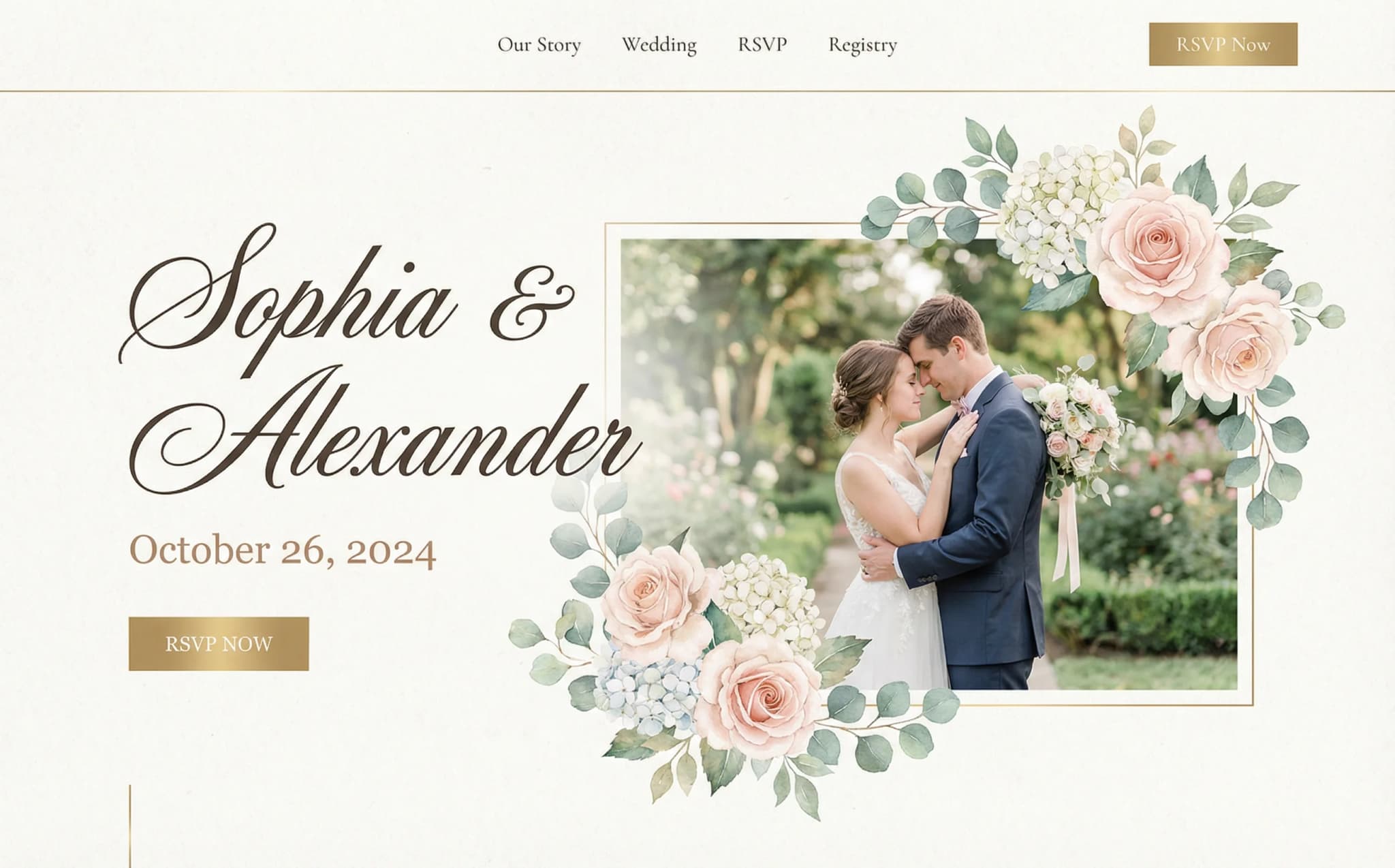 Weddings & Events website design example